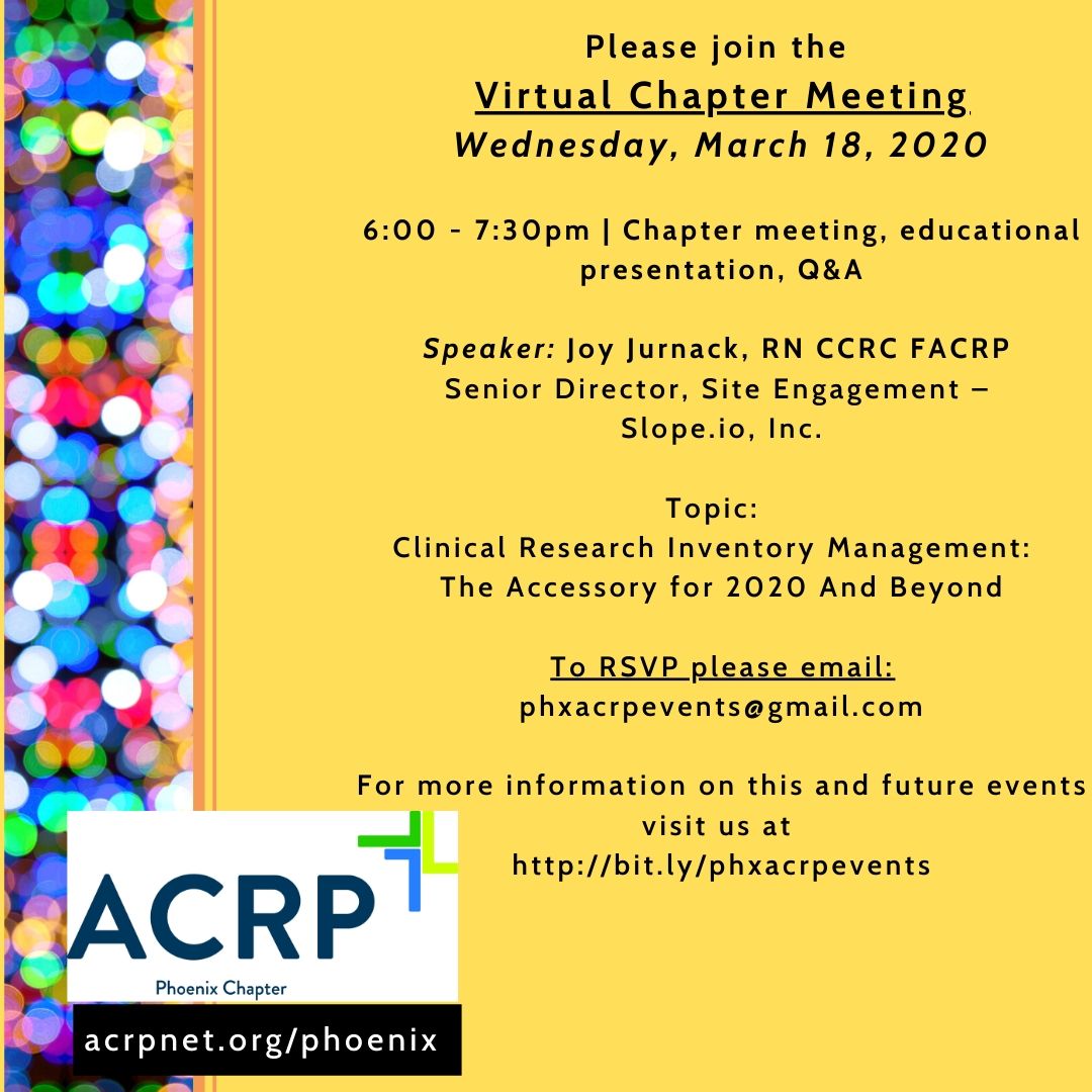 PHOENIX MARCH CHAPTER MEETING (Virtual) Association of Clinical